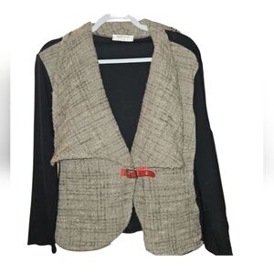 Alembika Unique Colorblock Cardigan With Red Buckle